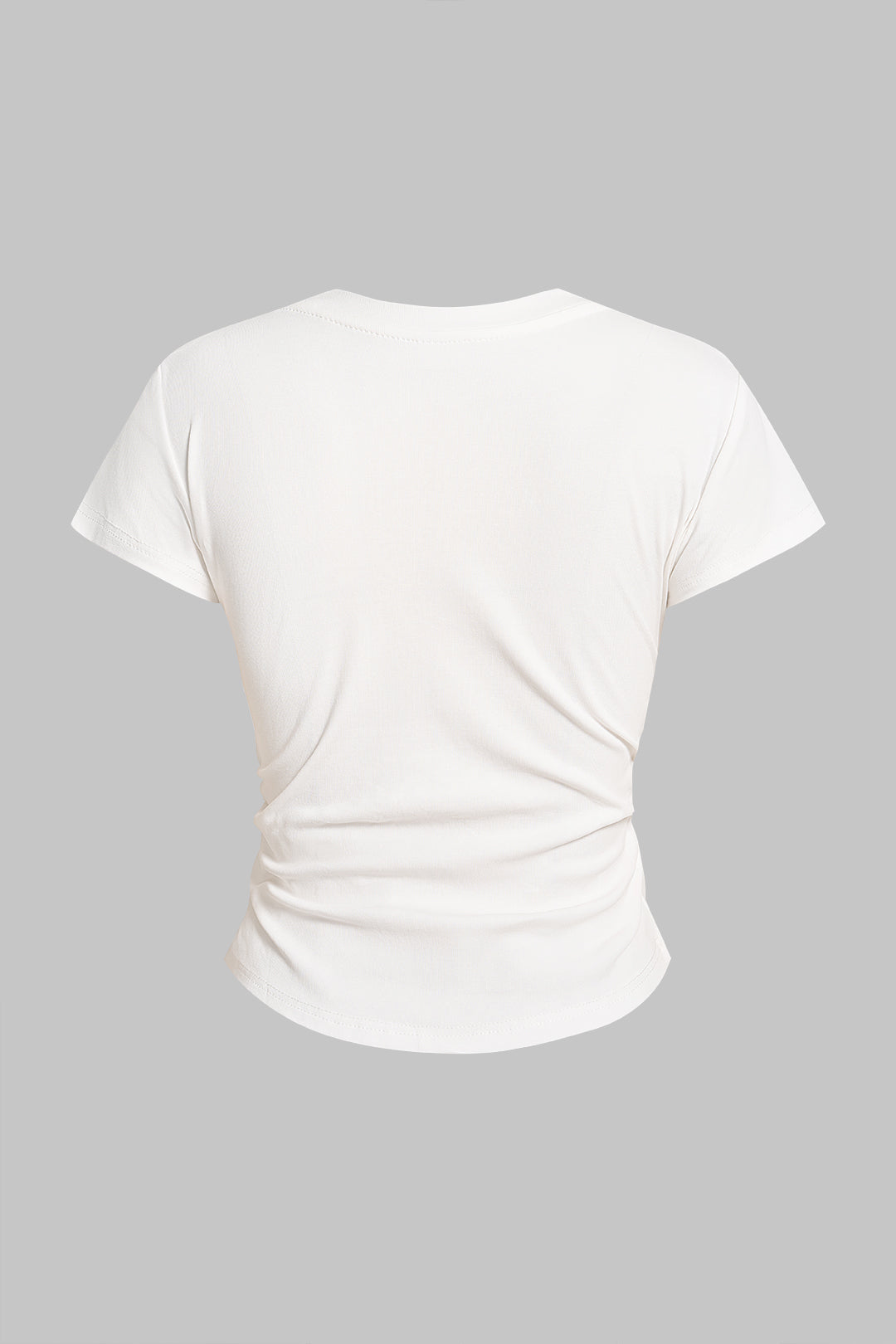 Solid Round Neck Short Sleeve T-Shirt