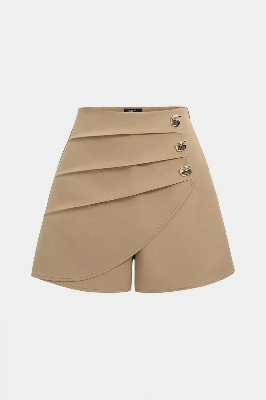 Metallic Asymmetrical Pleated Shorts
