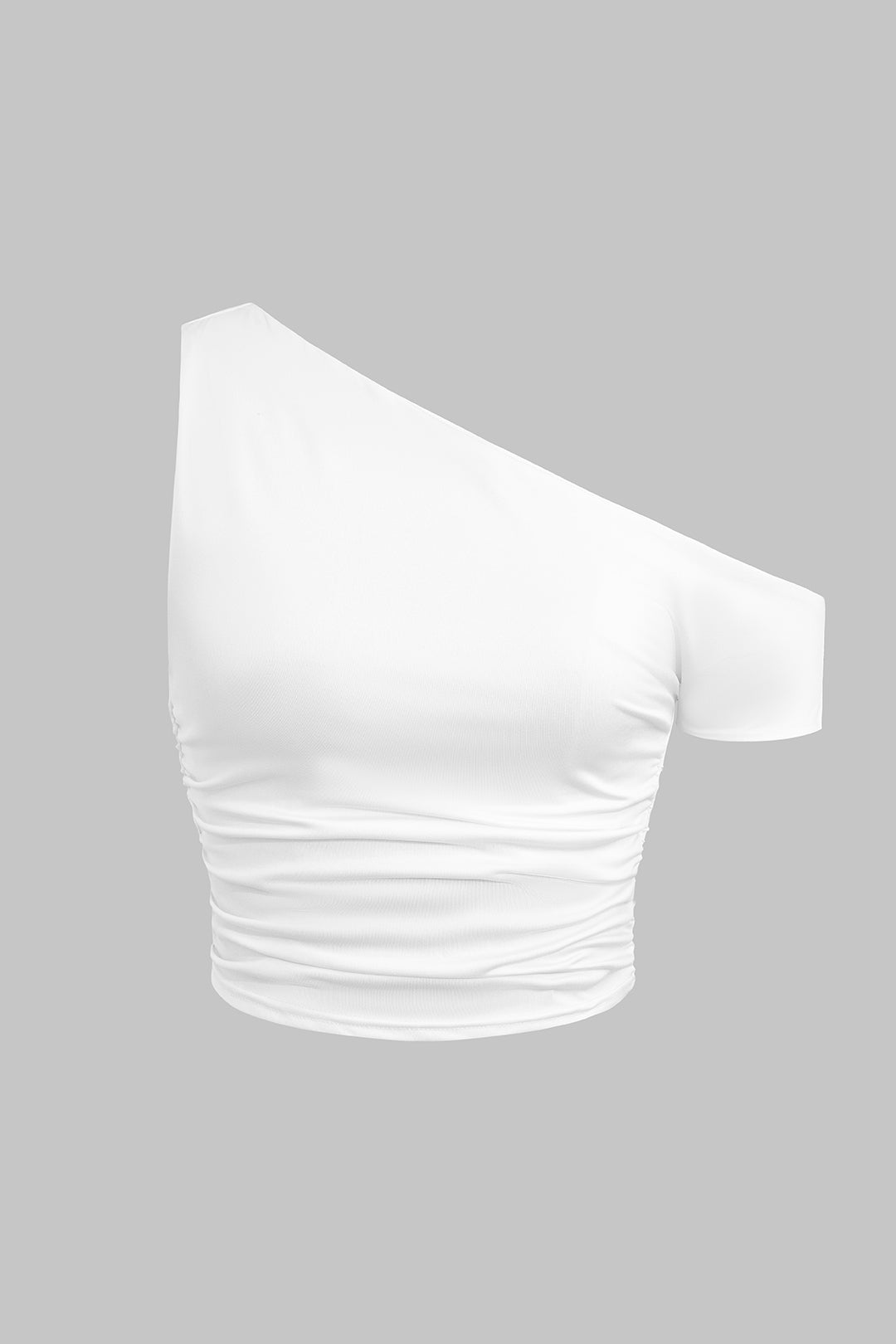 Solid One Shoulder Asymmetrical T-Shirt