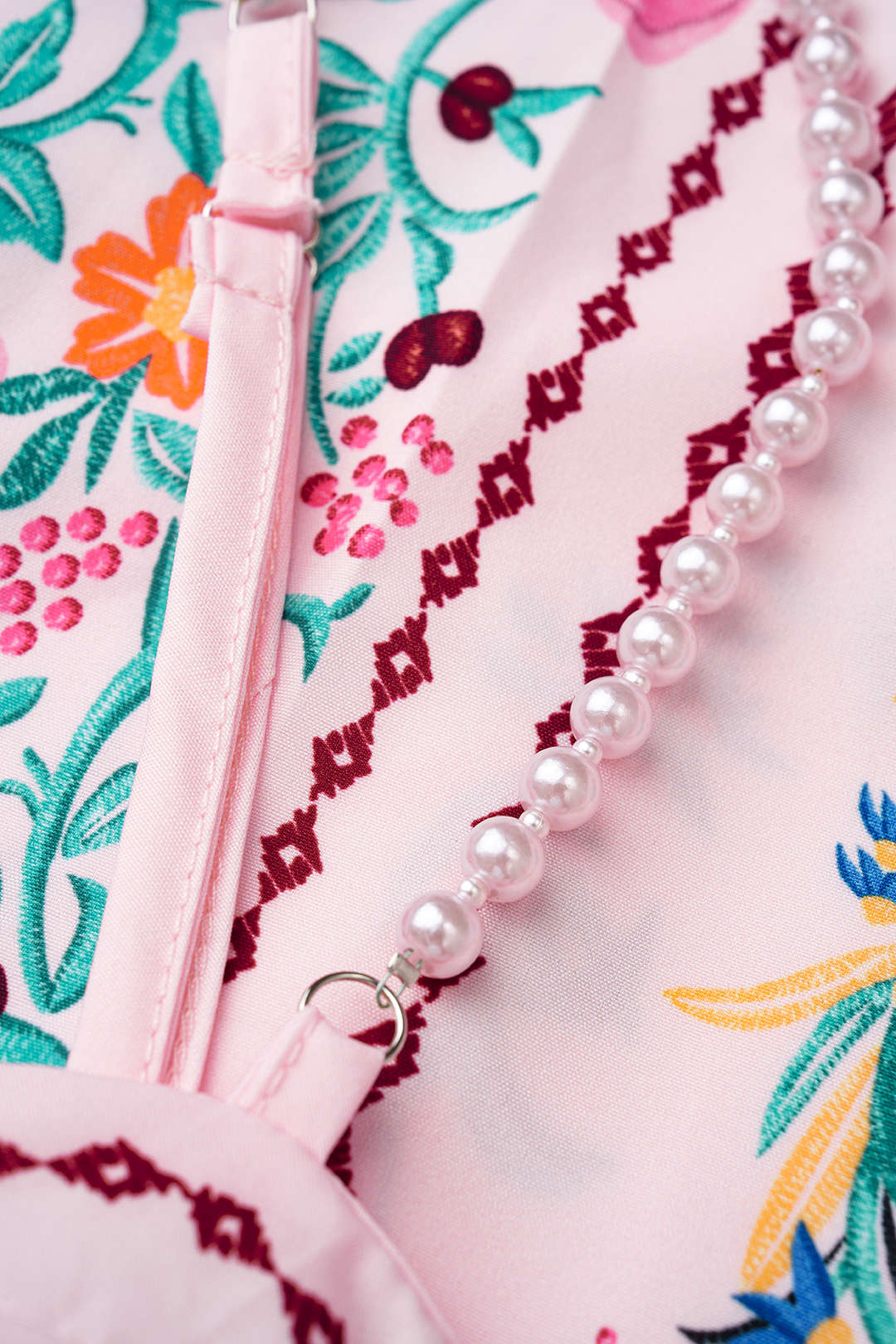 Floral Print Beaded Slip Sleeveless Midi Dress