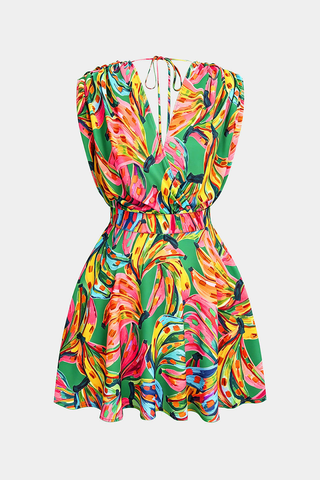 Floral Print V-Neck Sleeveless Mini Dress