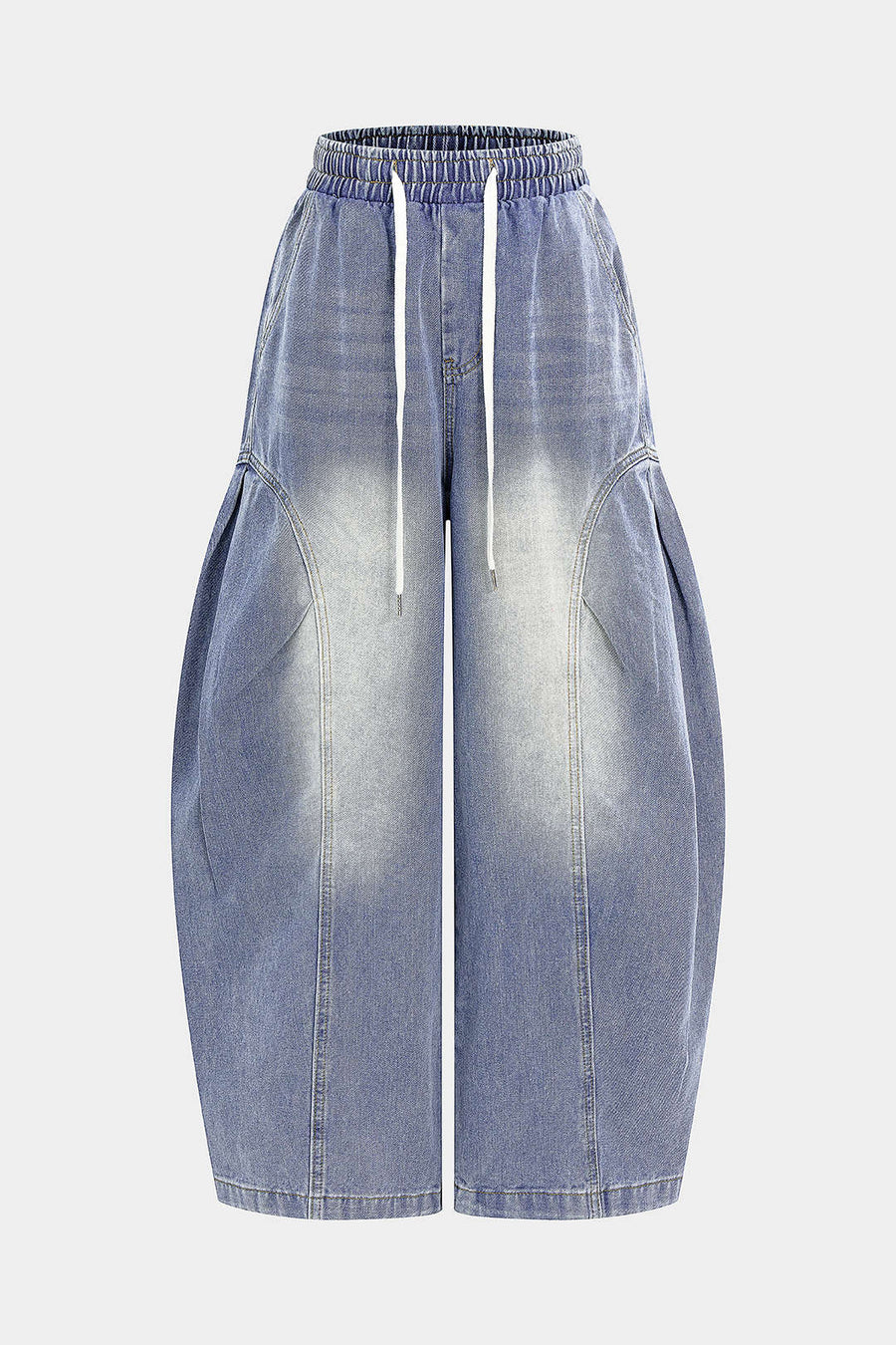 Denim Drawstring Shirred Waistband Jeans