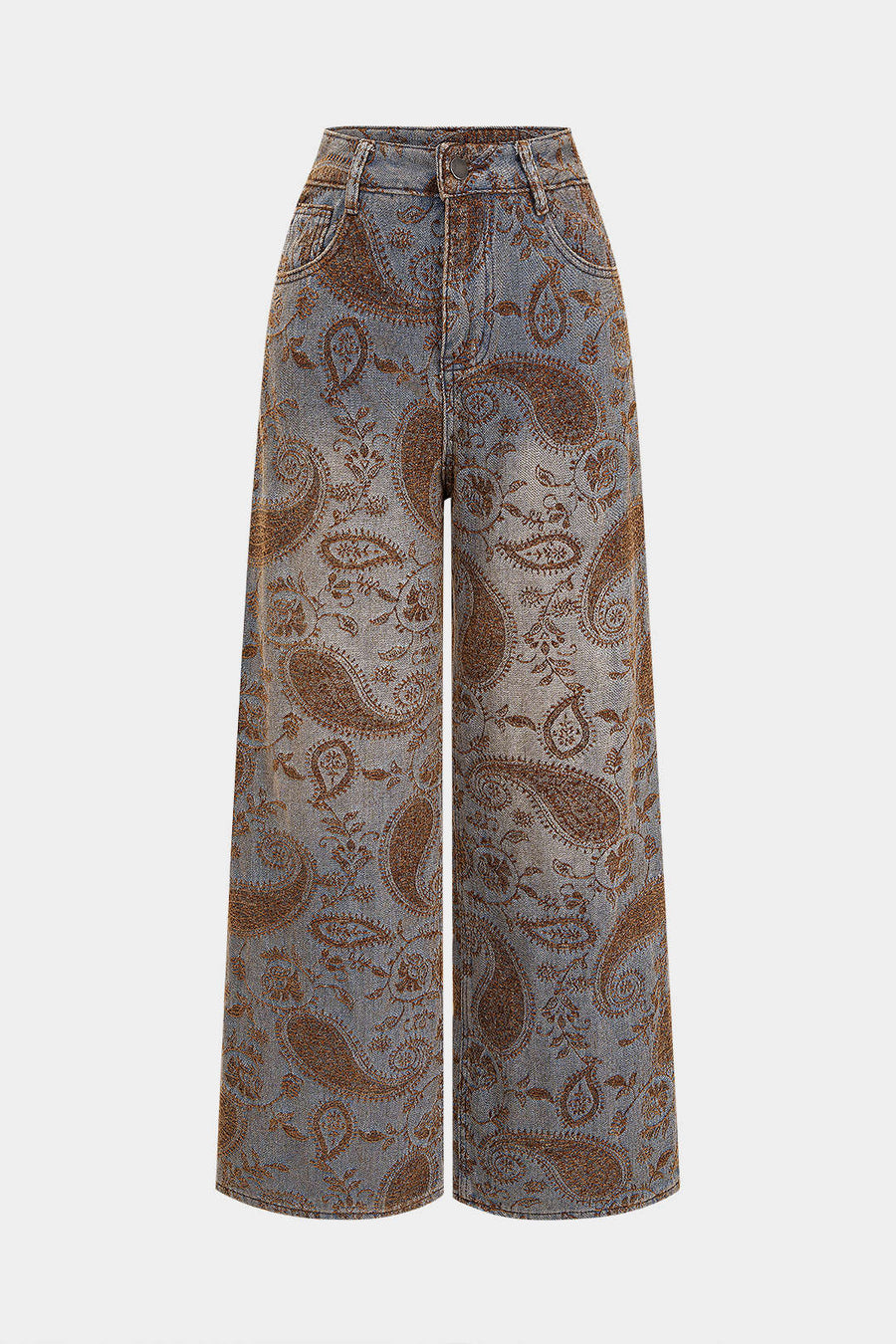 Floral Embroidery Zipper Straight Pants