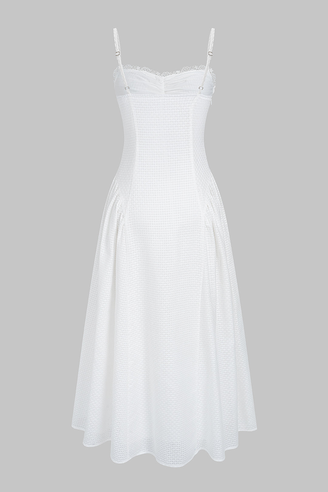 Lace Trim Ruched Slip Sleeveless Maxi Dress