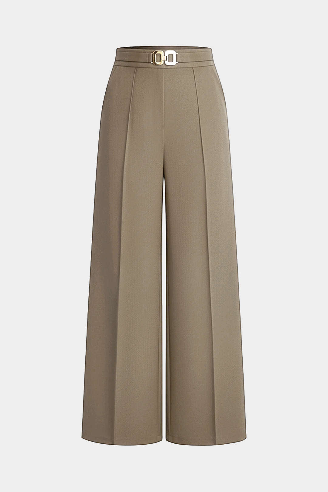Solid Belted Wide-Leg Pants