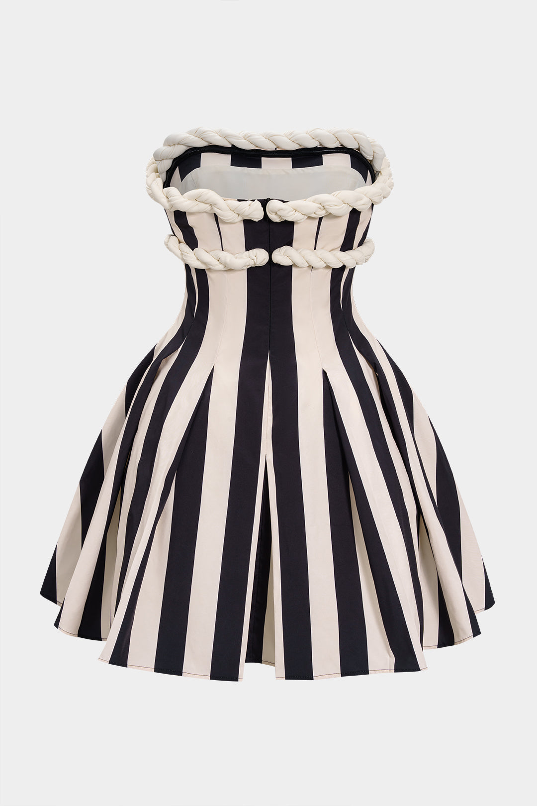 Stripes Print Twist Knot Strapless Sleeveless Mini Dress