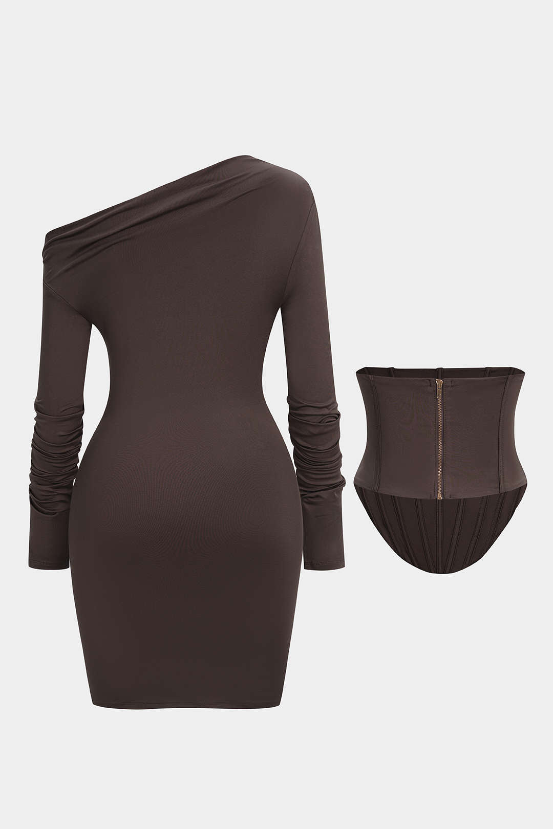 Off Shoulder Corset Long-Sleeve Mini Dress