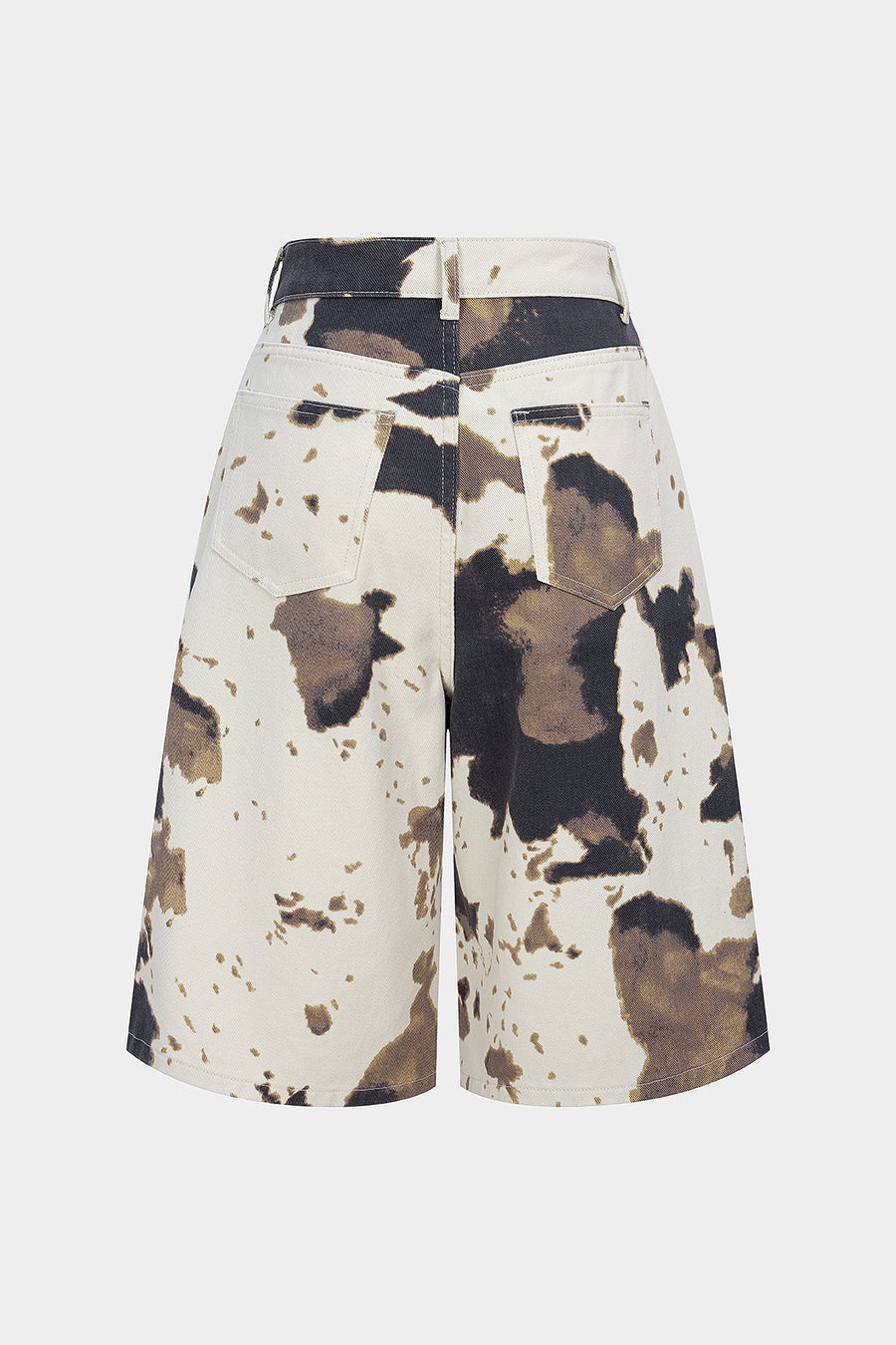 Denim Cow Print High Waist Shorts