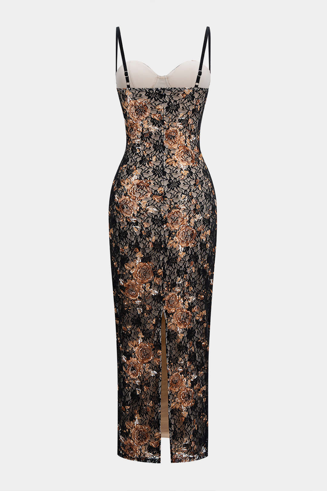 Floral Print Lace Patchwork Slip Underwire Sleeveless Maxi Dress