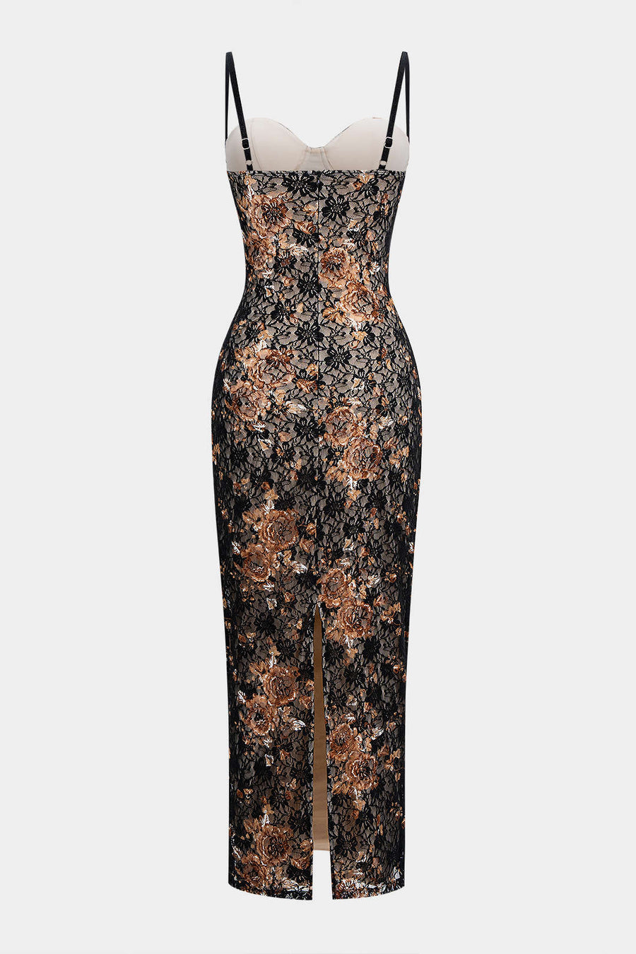 Floral Print Lace Patchwork Slip Underwire Sleeveless Maxi Dress