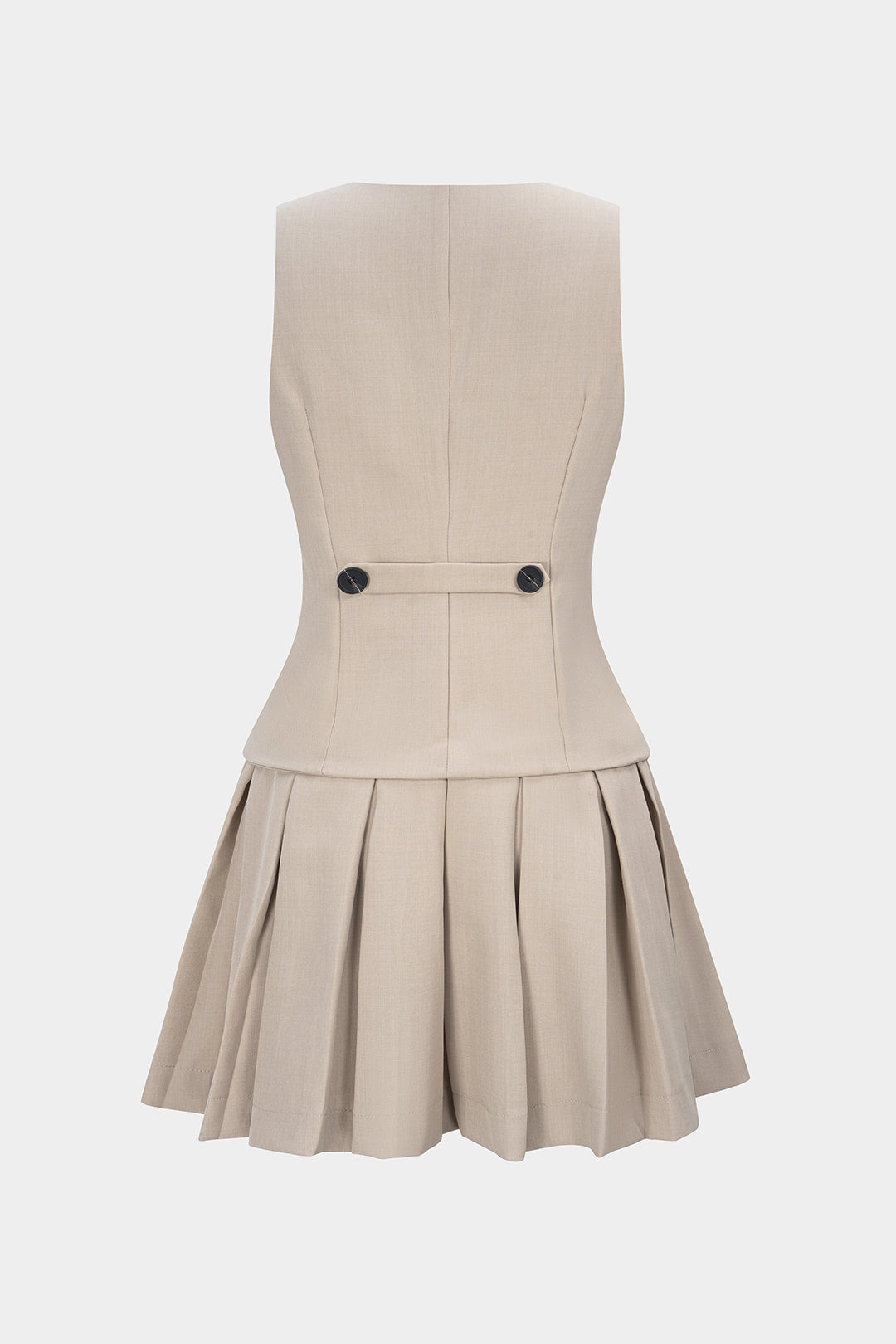 V-Neck Pleated Sleeveless Mini Dress