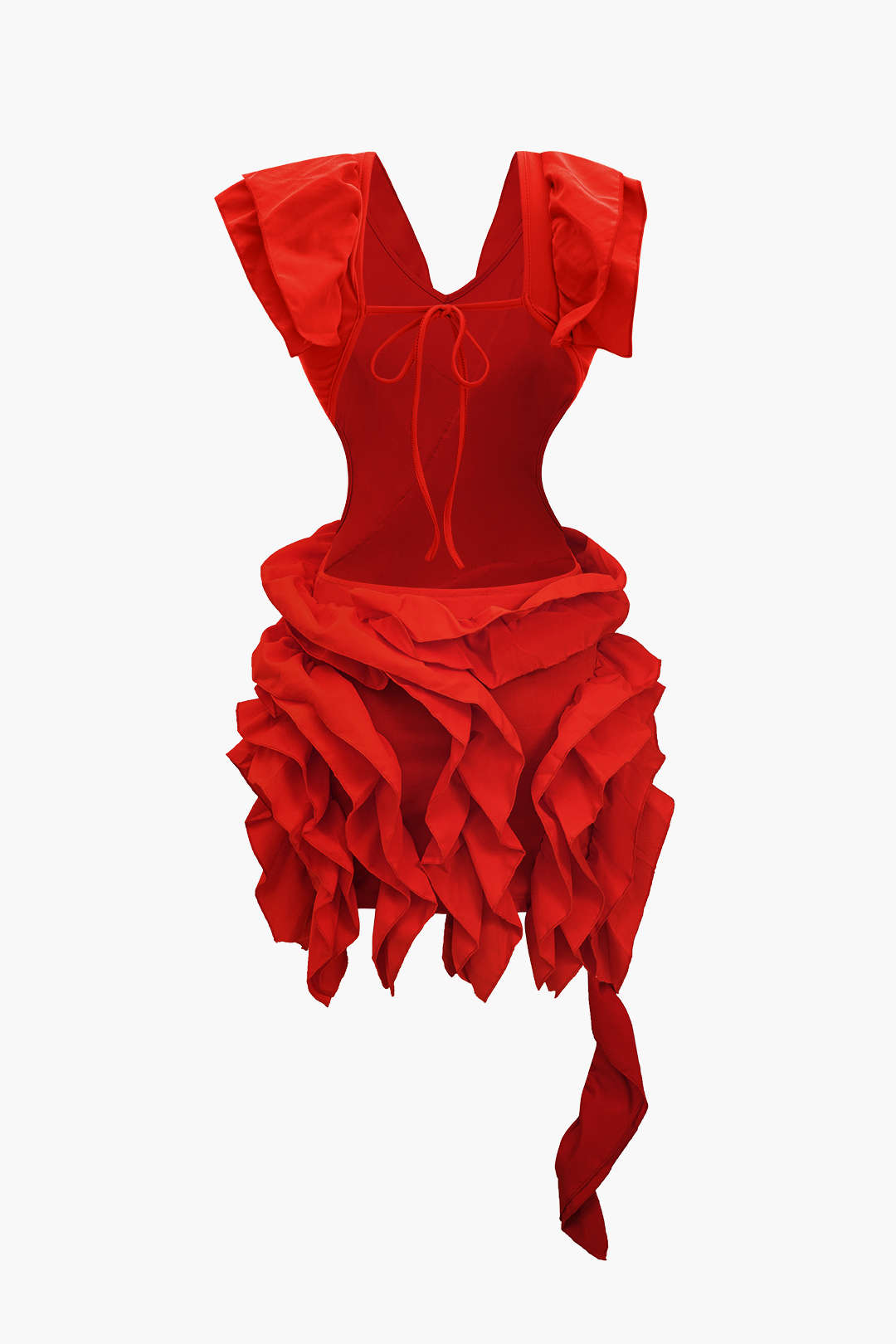 Solid Backless Ruffle Midi Dress