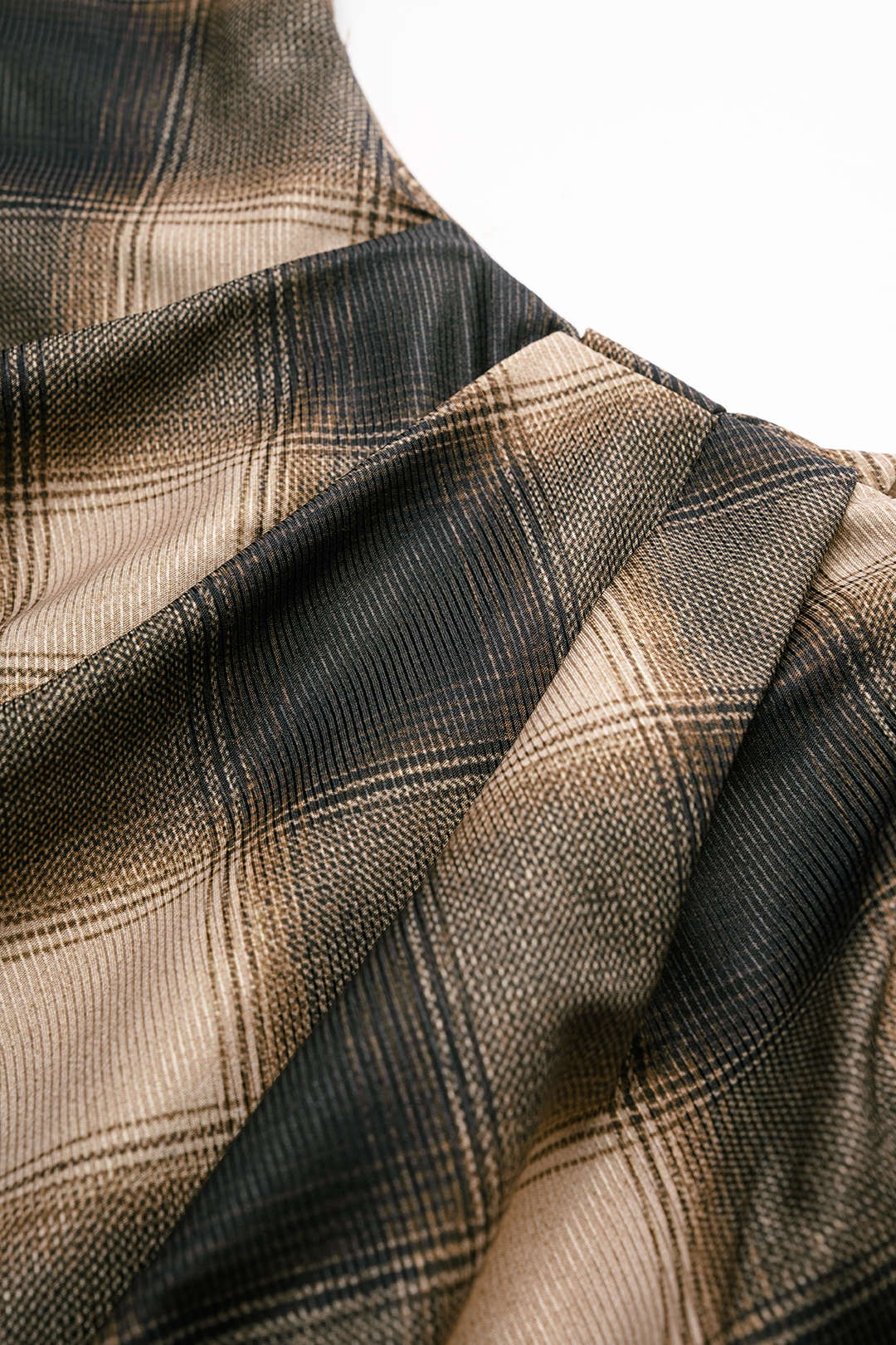 Plaid Print Frayed Edges Asymmetrical T-Shirt