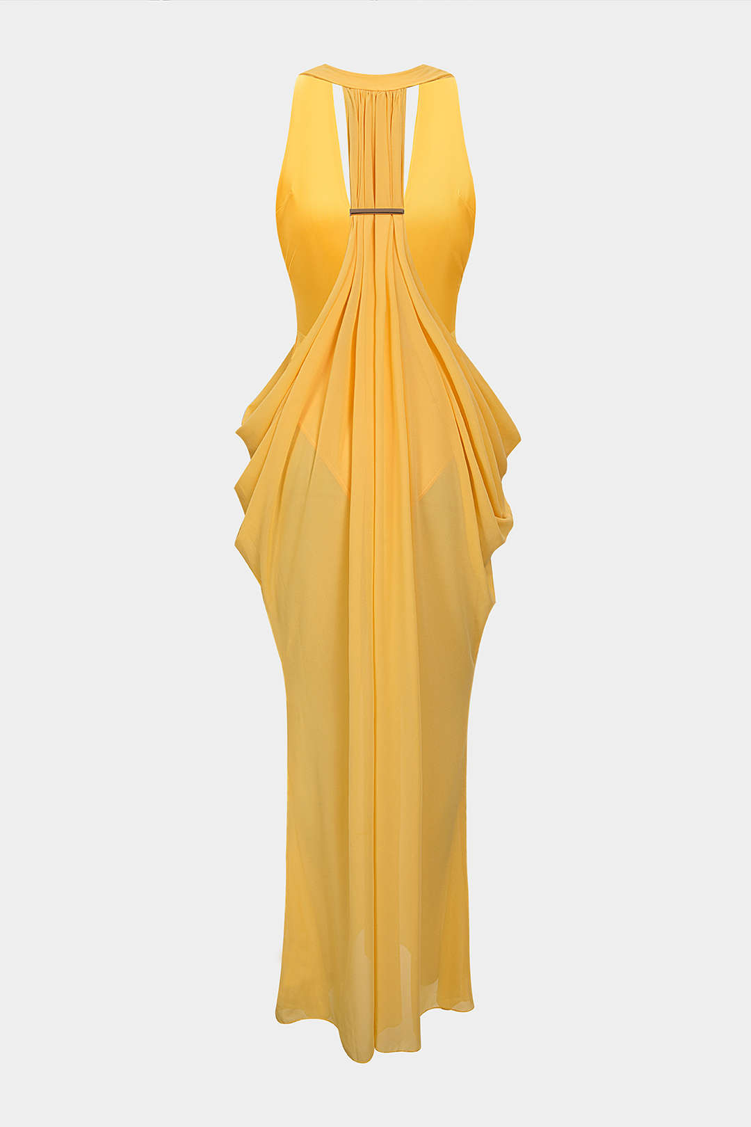 Mesh Patchwork Halter Neck Sleeveless Maxi Dress