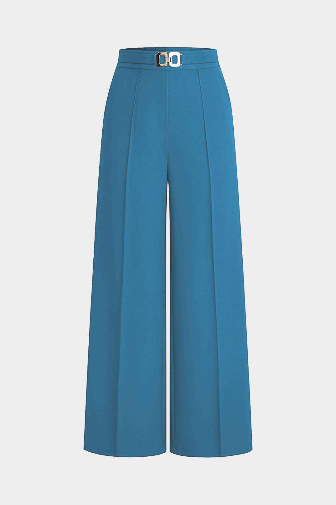 Solid Belted Wide-Leg Pants