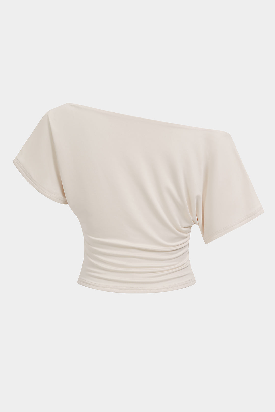 Solid One Shoulder Tie-Up Short Sleeve T-shirt