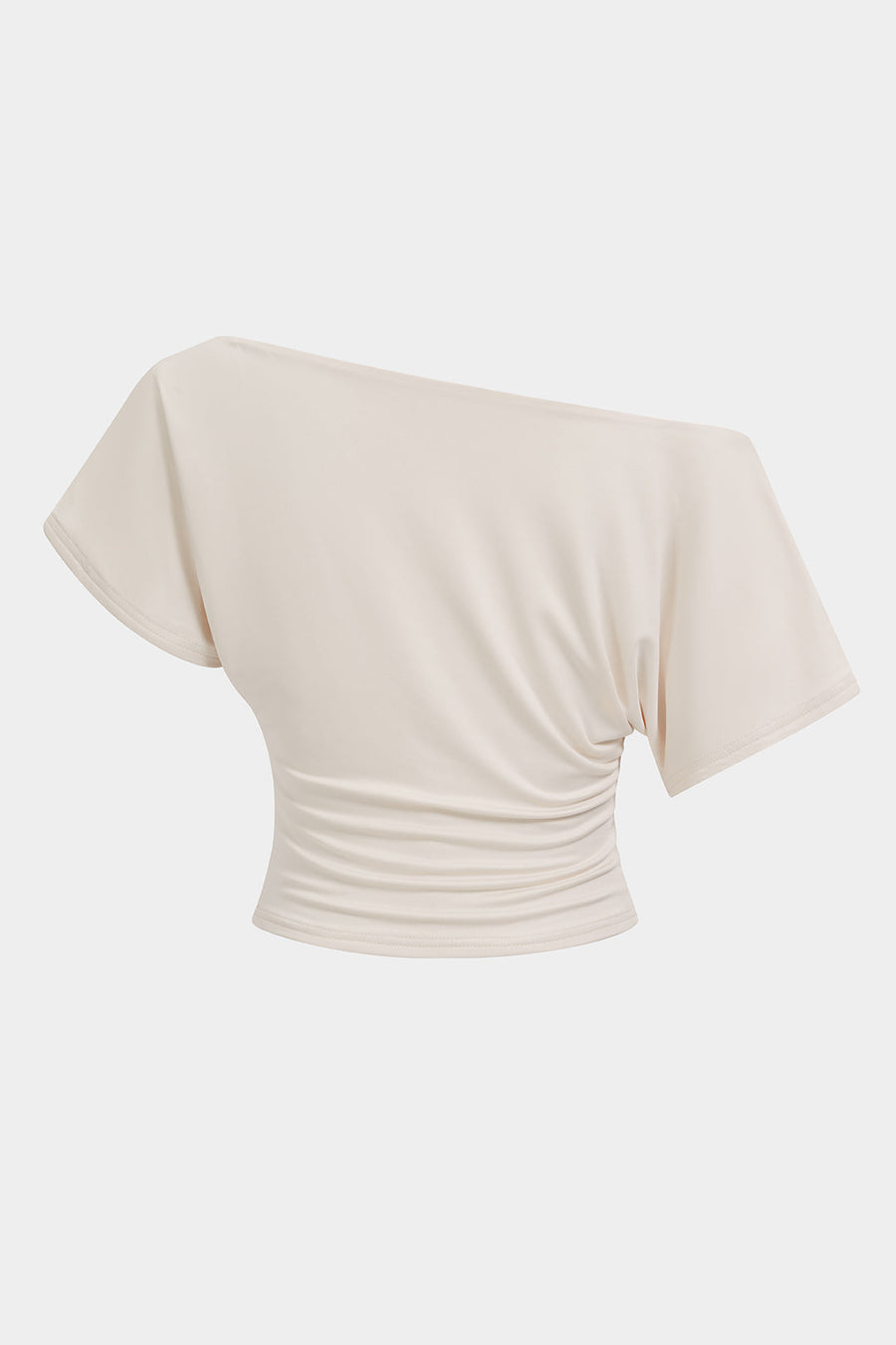 Solid One Shoulder Tie-Up Short Sleeve T-shirt