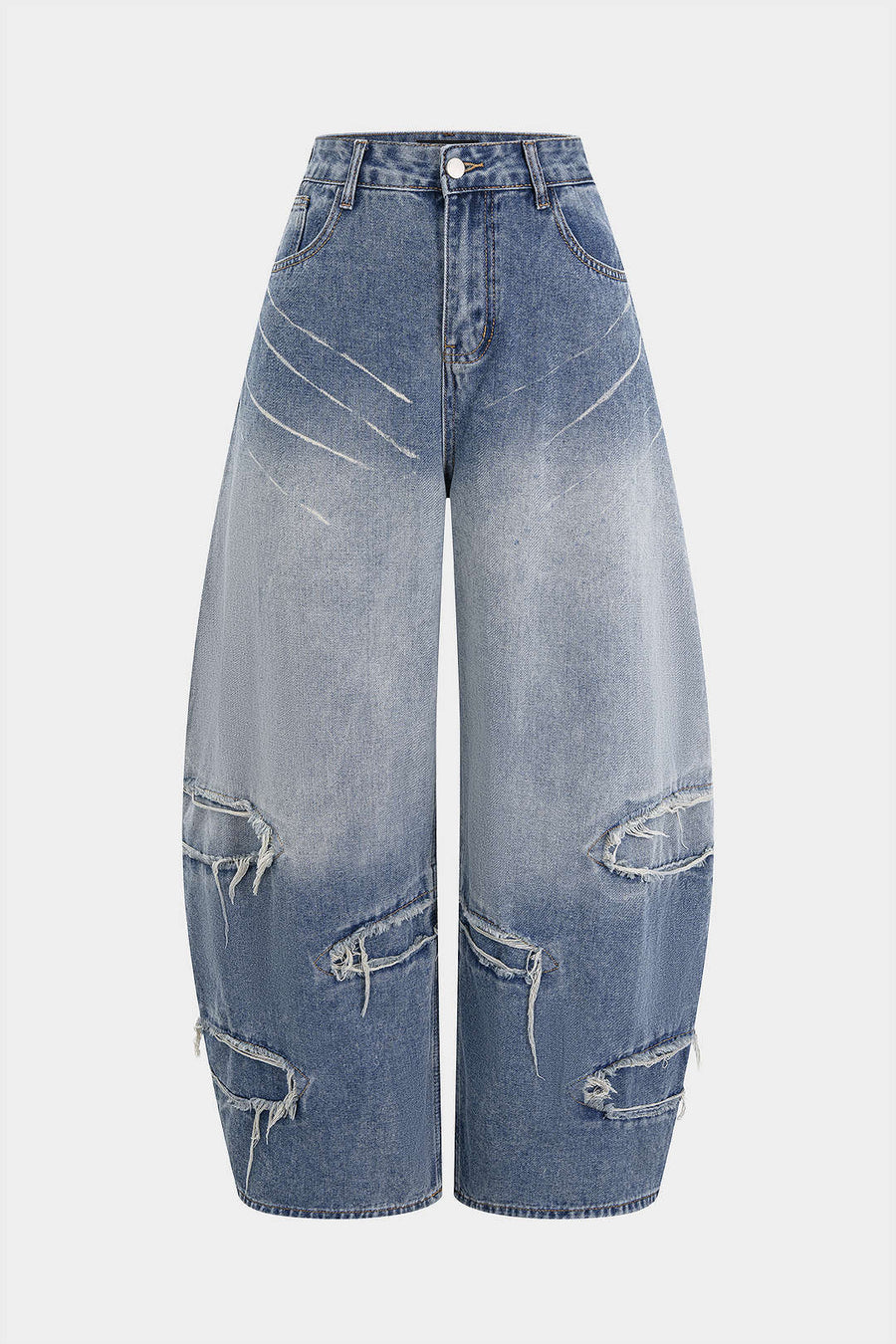 Denim Ripped Wide Leg Jeans