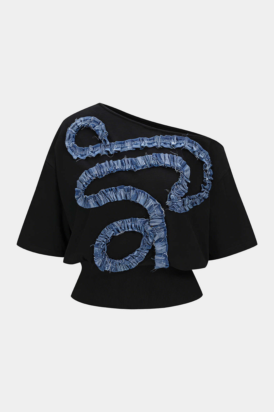 Epäsymmetrinen patchwork-lyhythihainen T-paita
