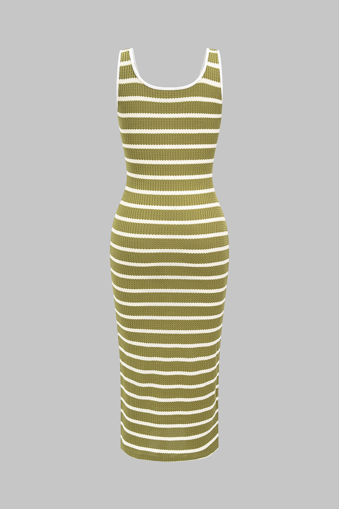 Stripes Print V-Neck Sleeveless Midi Dress
