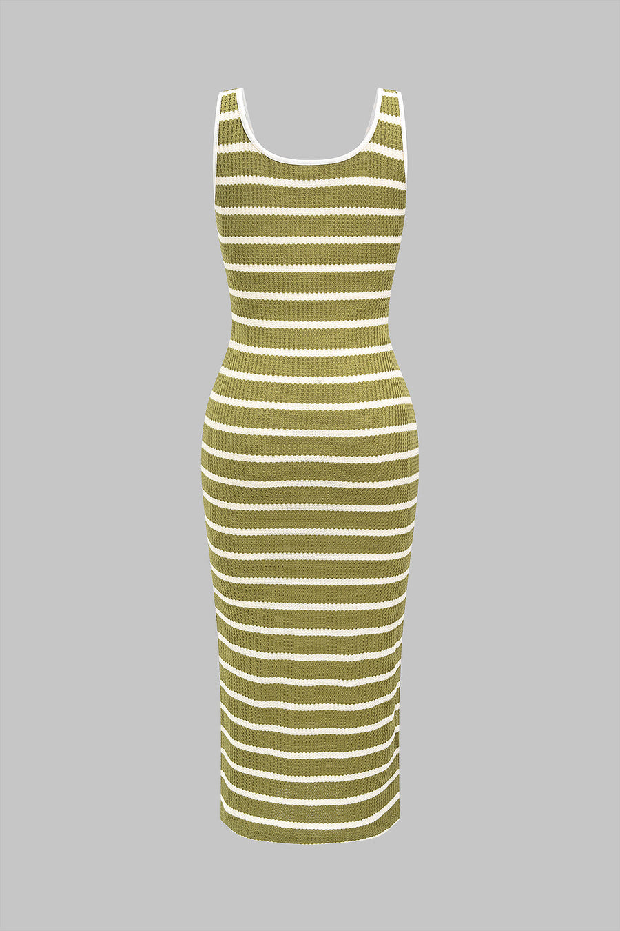 Stripes Print V-Neck Sleeveless Midi Dress