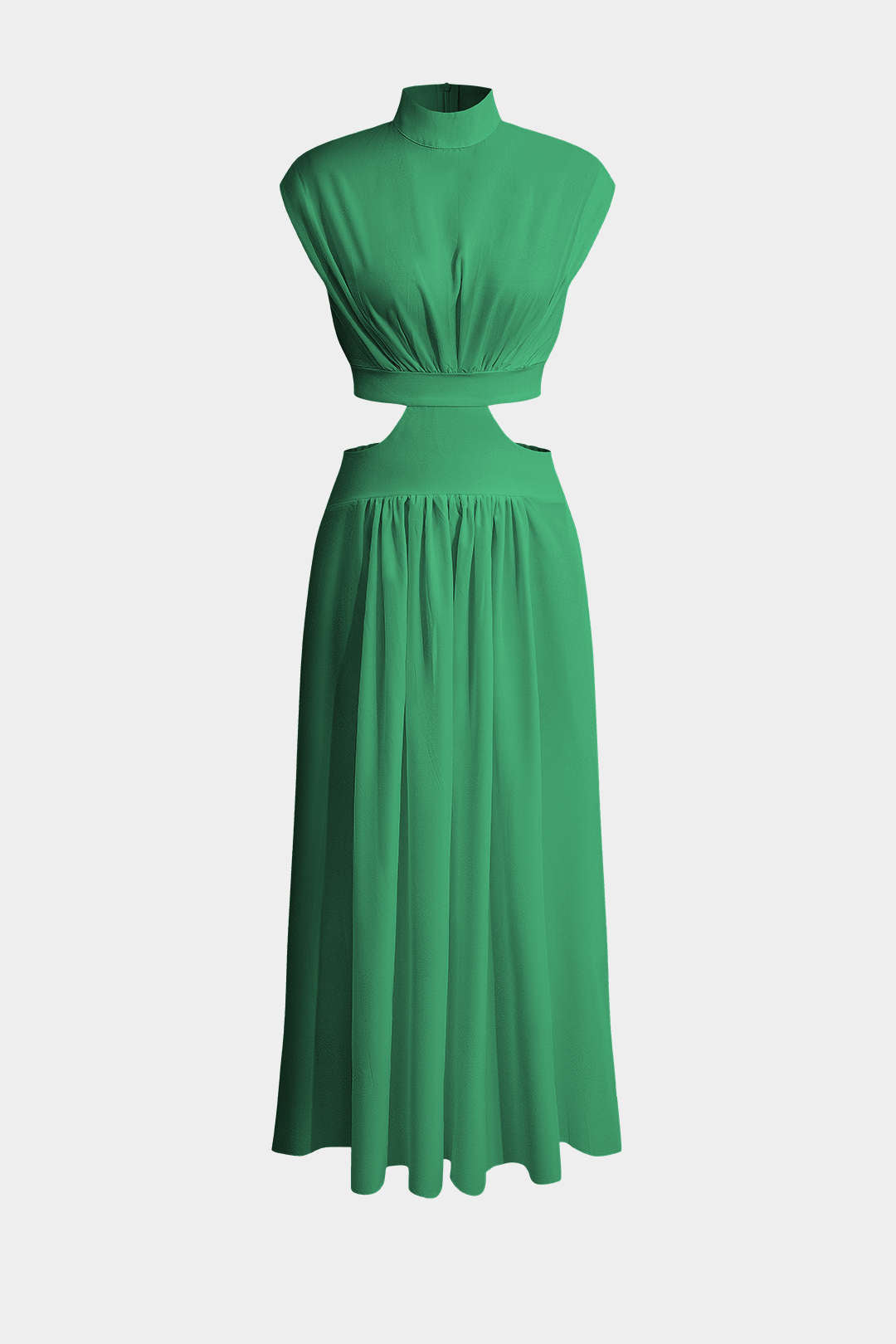 Mock Neck Cut Out Ruched Maxi Dress