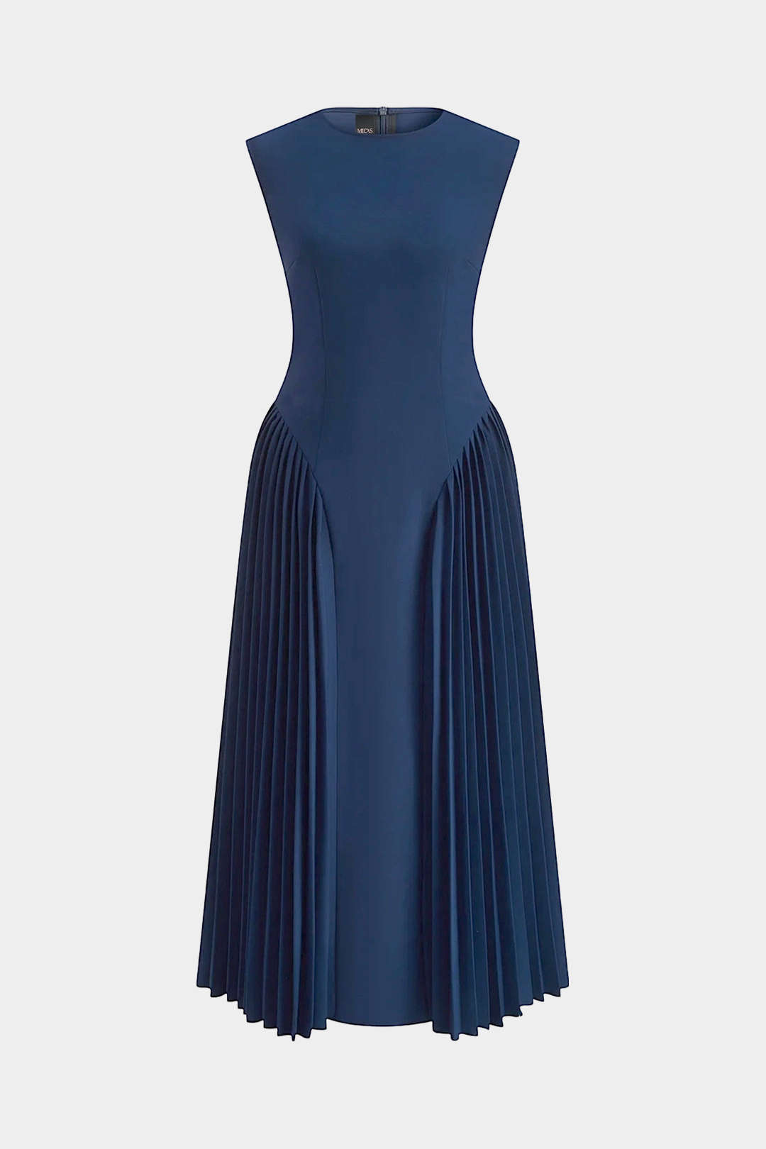 Round Neck Pleated Sleeveless Maxi Dress