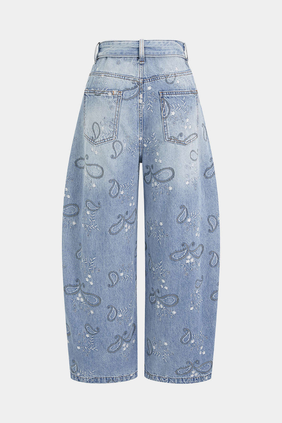 Denim Floral Print Jeans