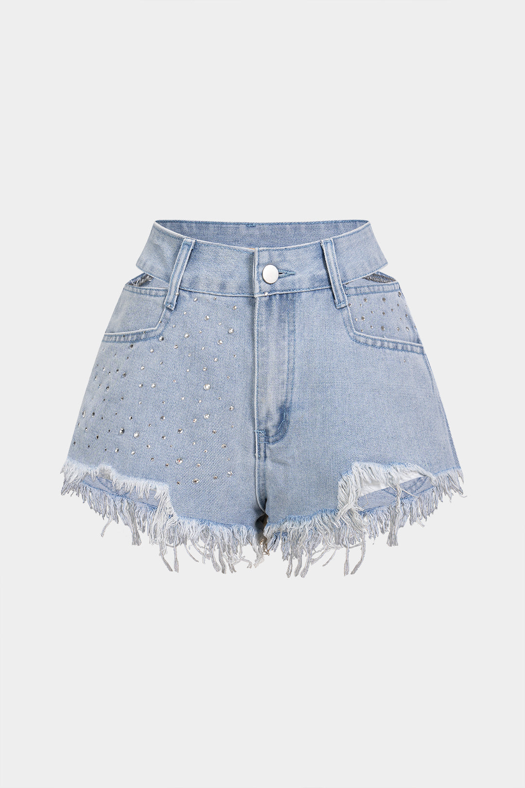 Denim Cut Out Ripped Cut Out Pocket Shorts