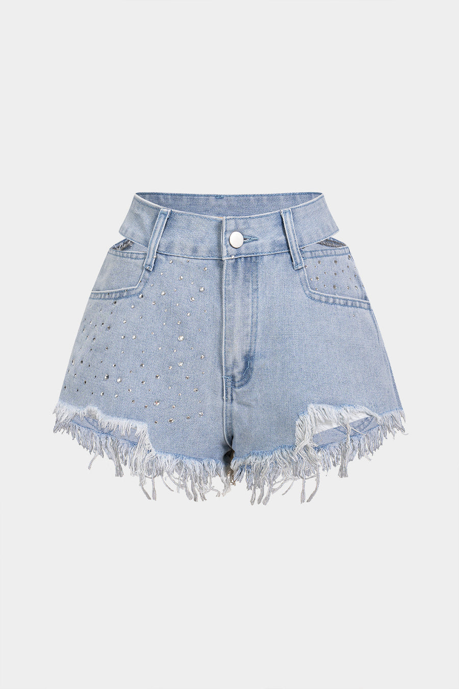 Denim Cut Out Ripped Cut Out Pocket Shorts