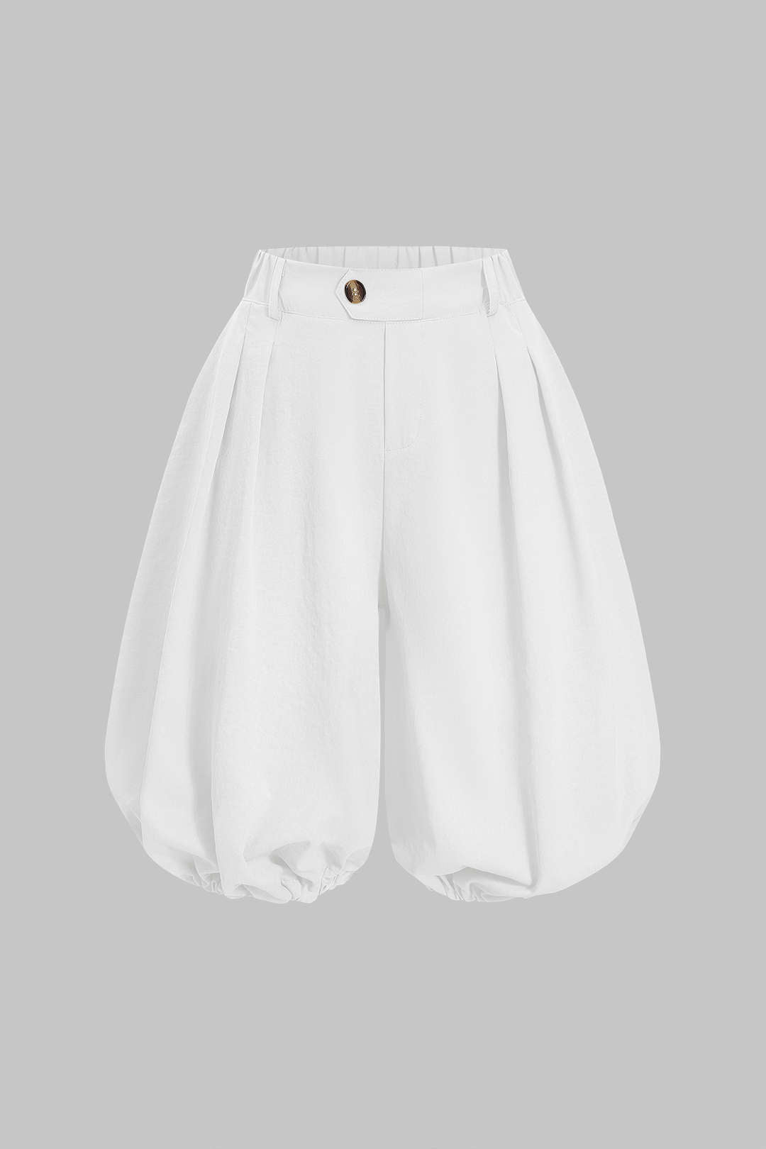 Solid Ruched Lantern Shorts