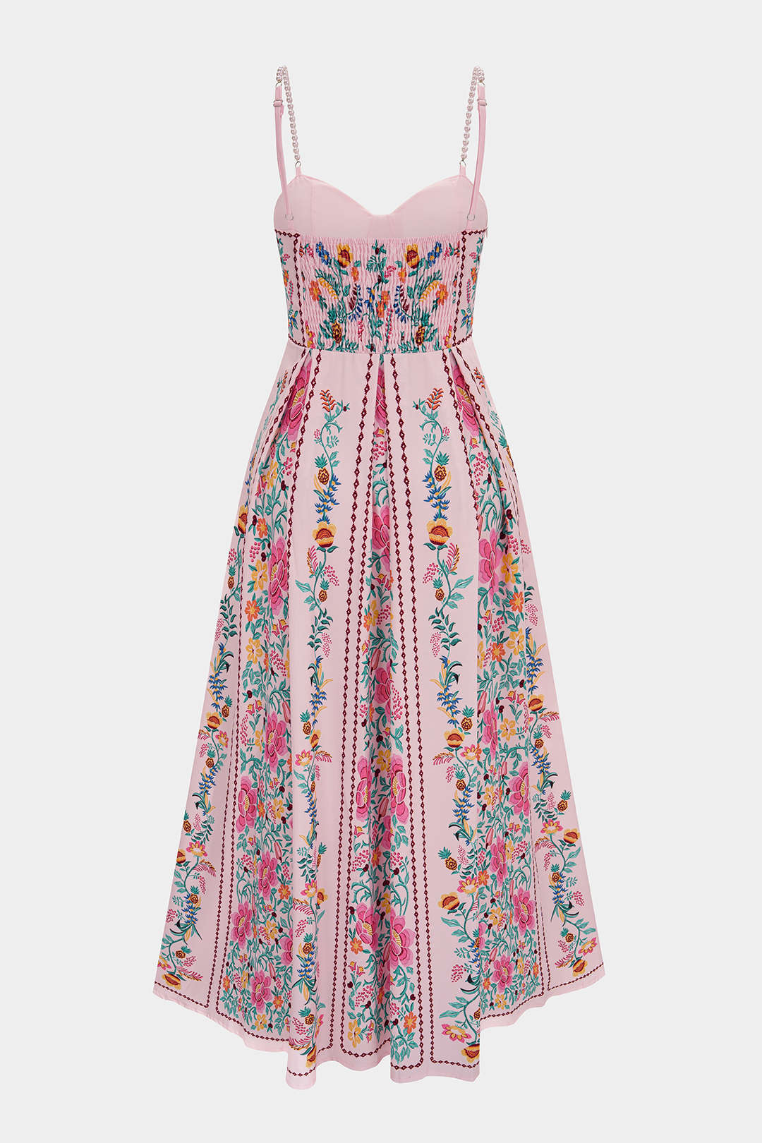 Floral Print Beaded Slip Sleeveless Midi Dress