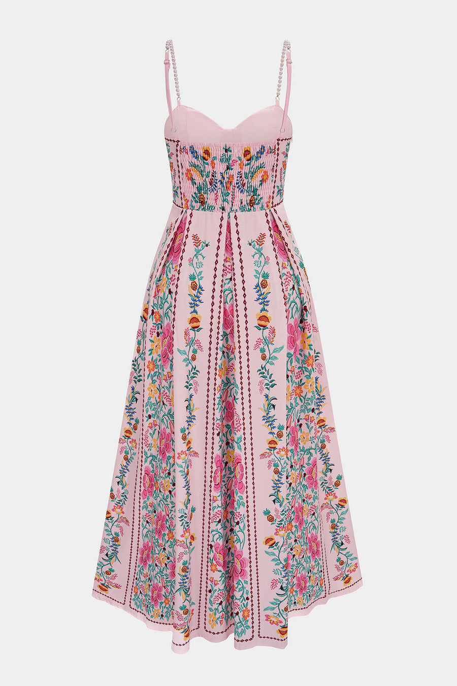 Floral Print Beaded Slip Sleeveless Midi Dress