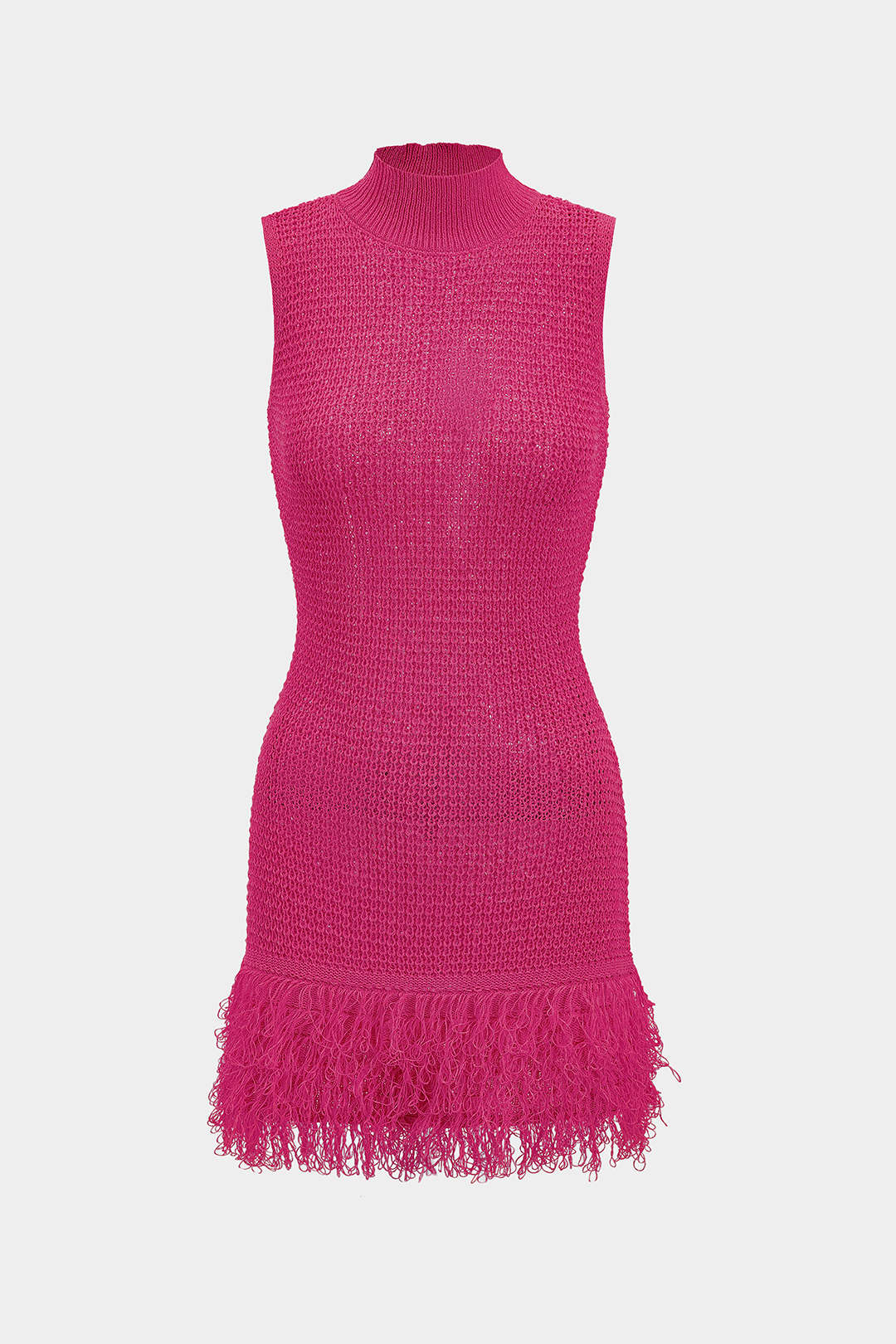Knit Fringe Sleeveless Mini Dress