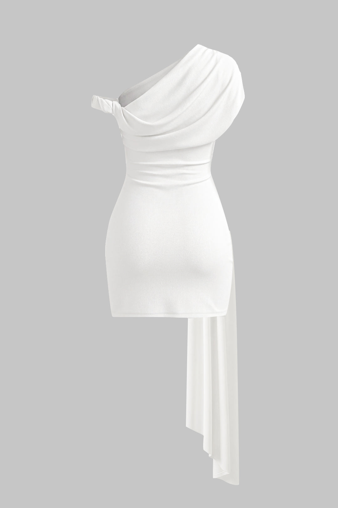 One Shoulder Asymmetrical Ruched Sleeveless Mini Dress