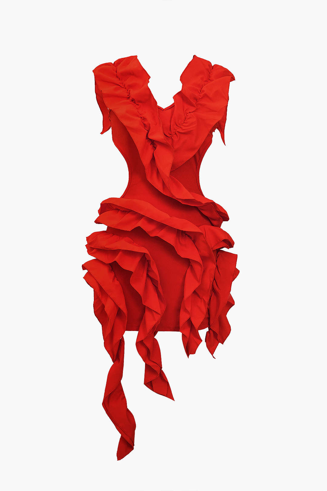 Solid Backless Ruffle Midi Dress