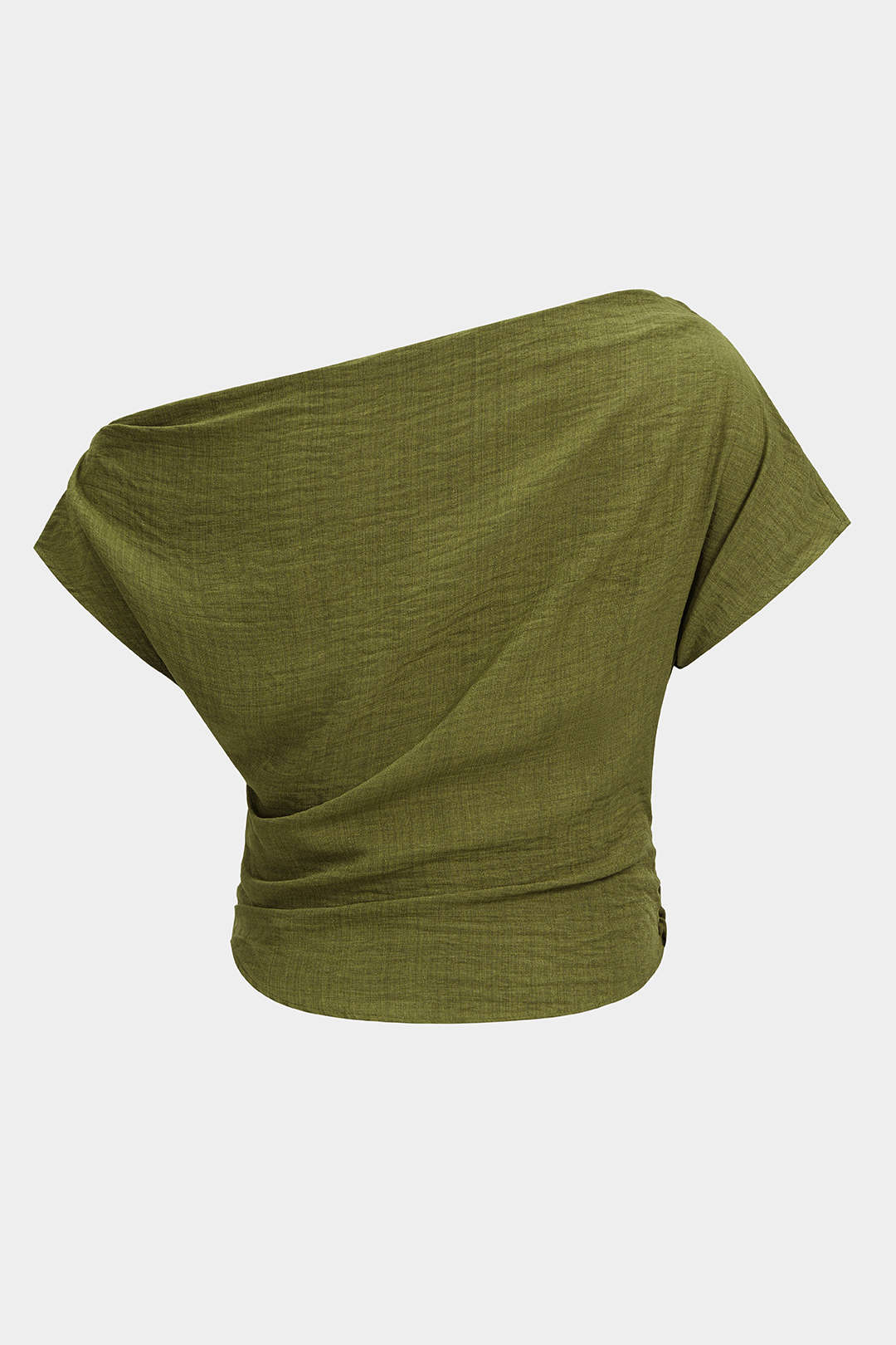 One Shoulder Ruched Short Sleeve T-Shirt
