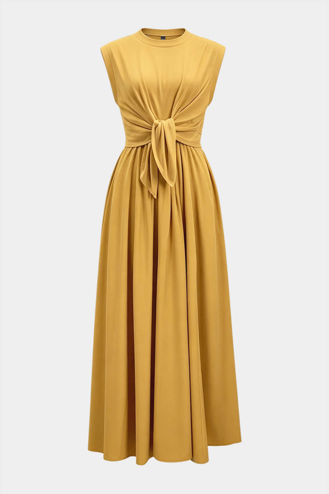 Round Neck Tie-Up Sleeveless Maxi Dress