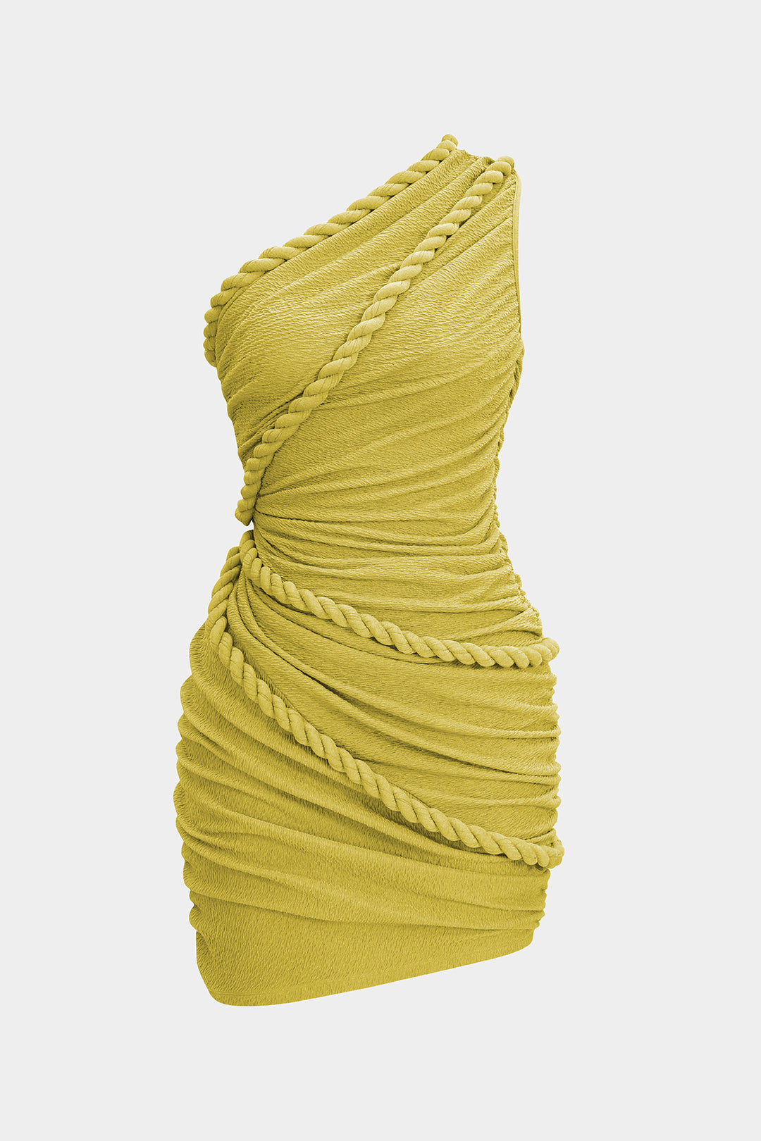Ruched One Shoulder Twist Knot Sleeveless Mini Dress