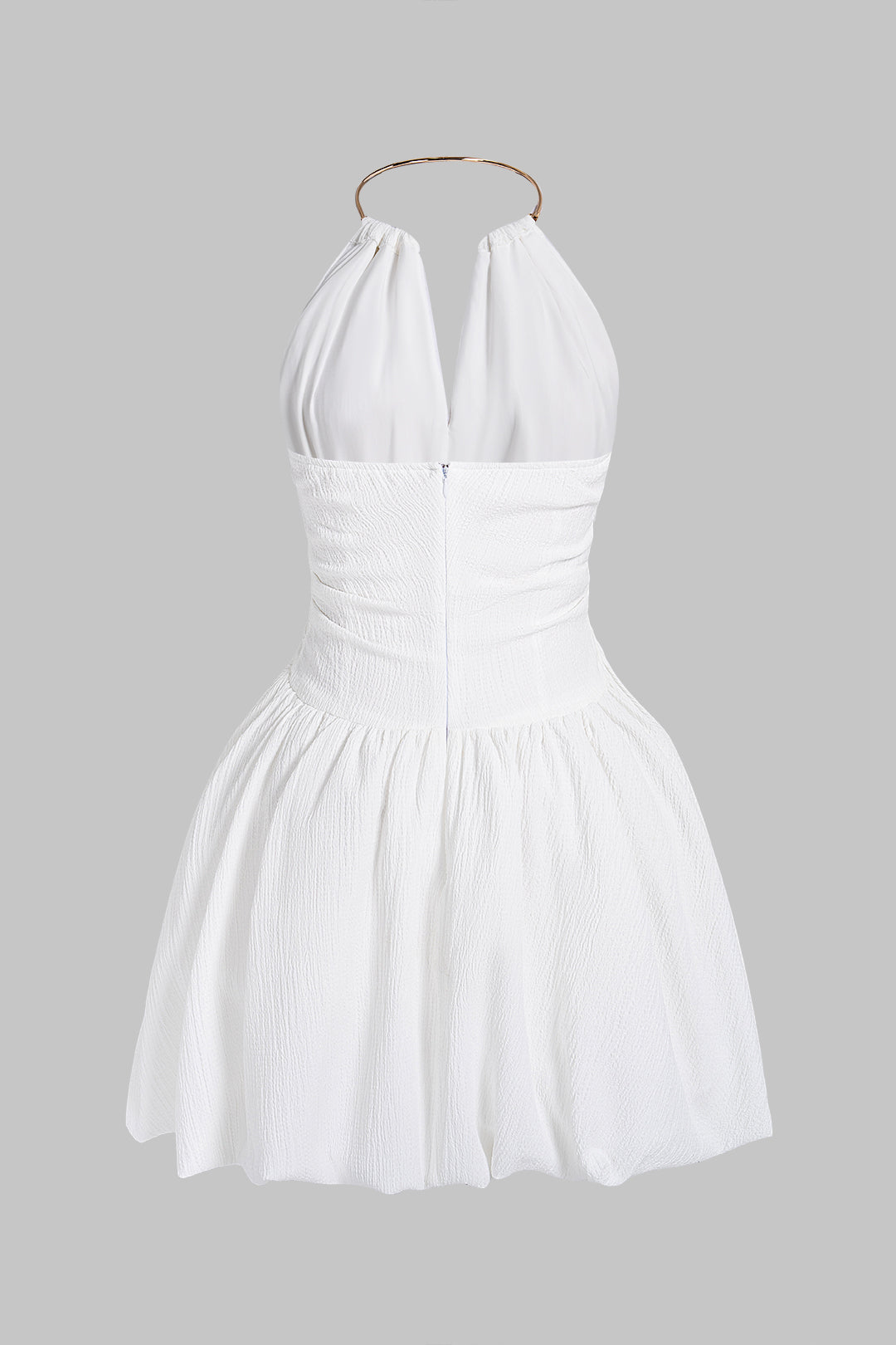 Metallic V-Neck Crossed Backless Sleeveless Mini Dress