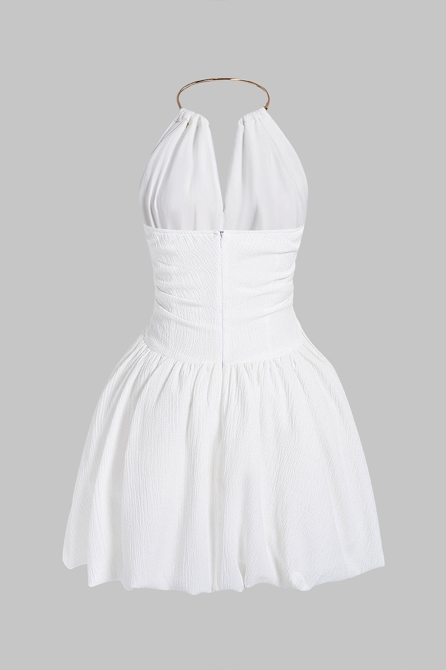Metallic V-Neck Crossed Backless Sleeveless Mini Dress