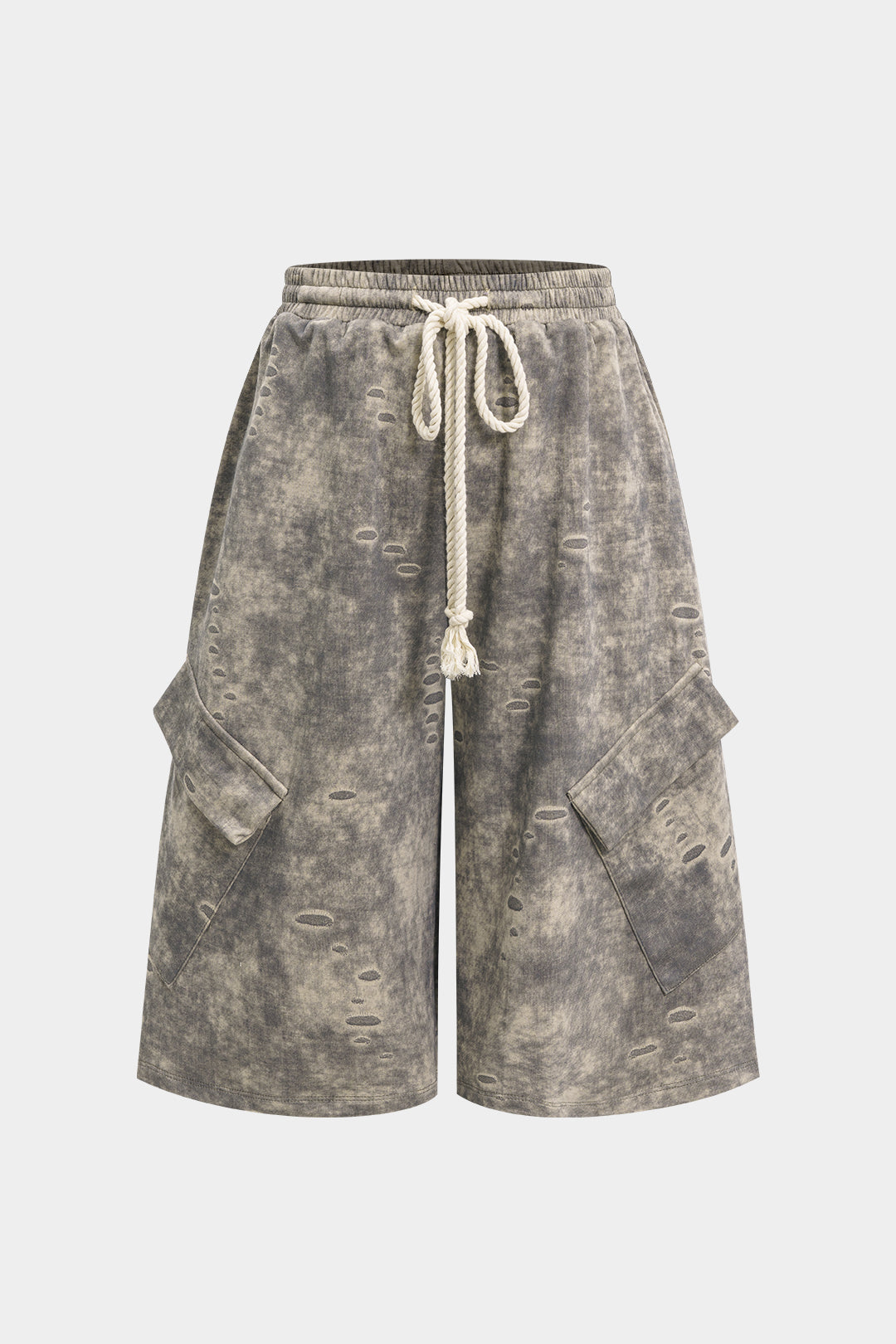 Washed Tie-Up High Waist Shorts