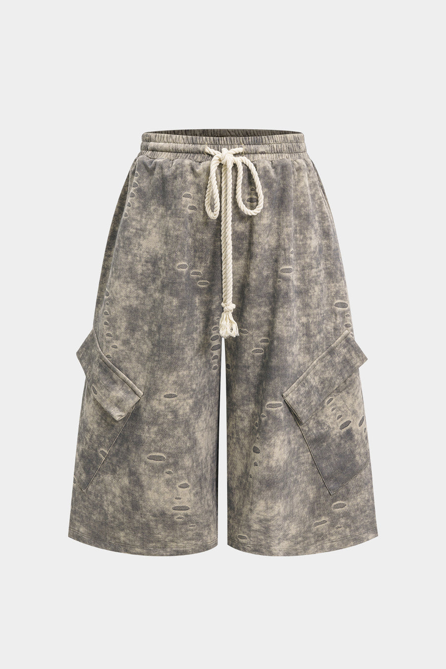 Washed Tie-Up High Waist Shorts