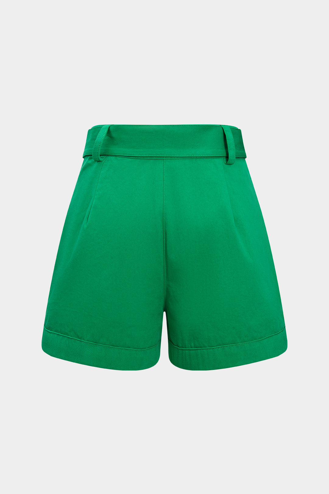 Solid Belted Shorts