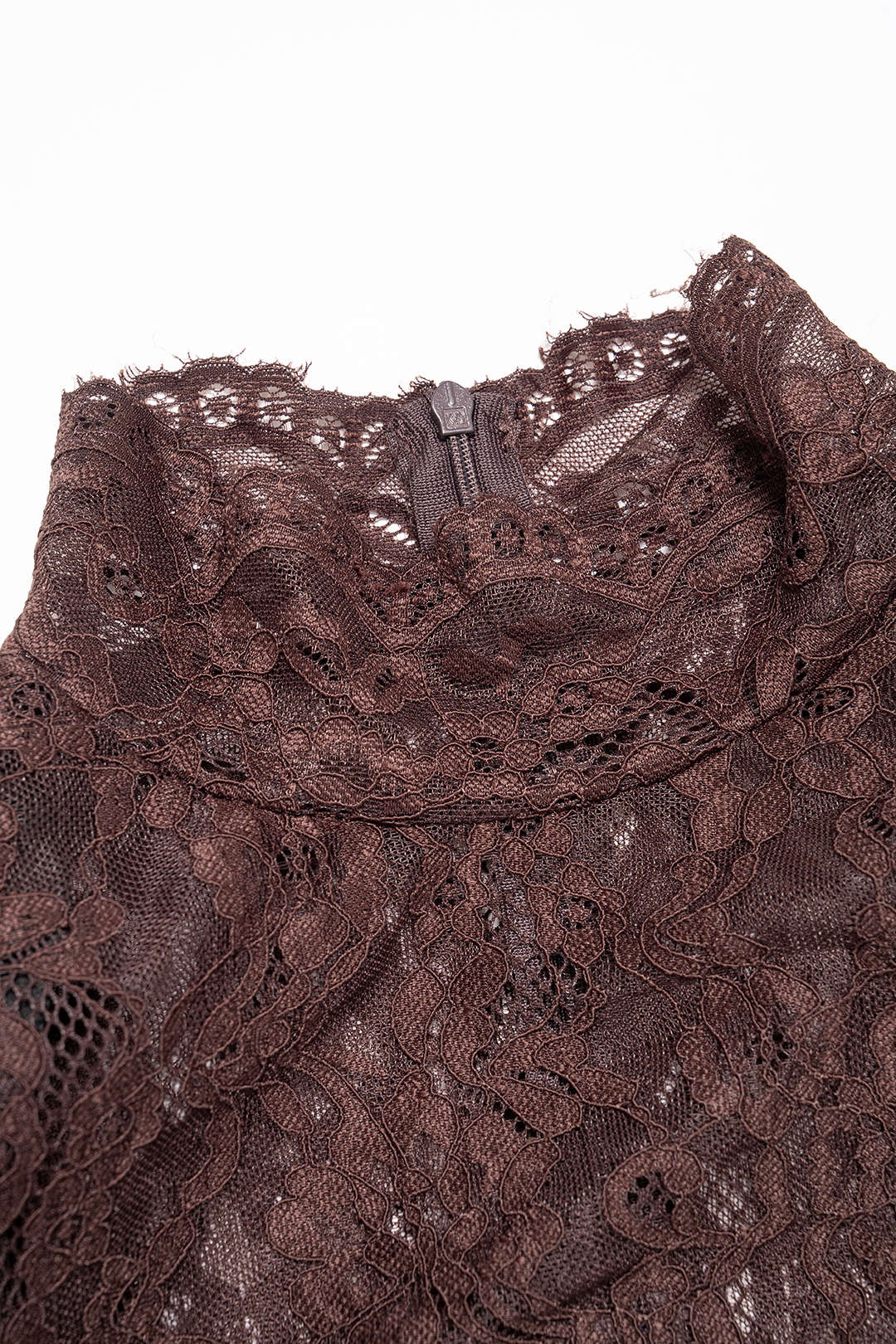 Sheer Lace Mock Neck Ruched Short Sleeve Mini Dress