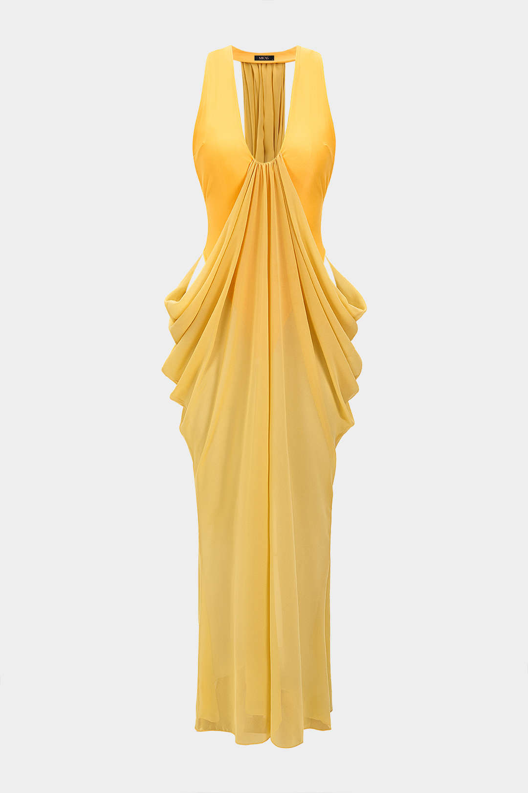 Mesh Patchwork Halter Neck Sleeveless Maxi Dress