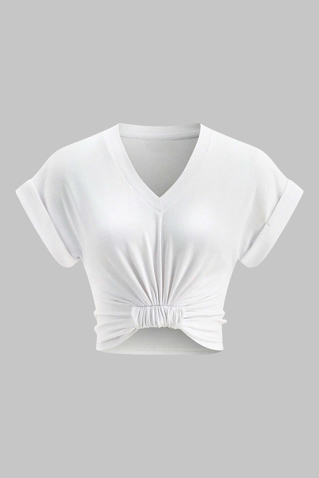 V-Neck Ruched Short Sleeve T-Shirt