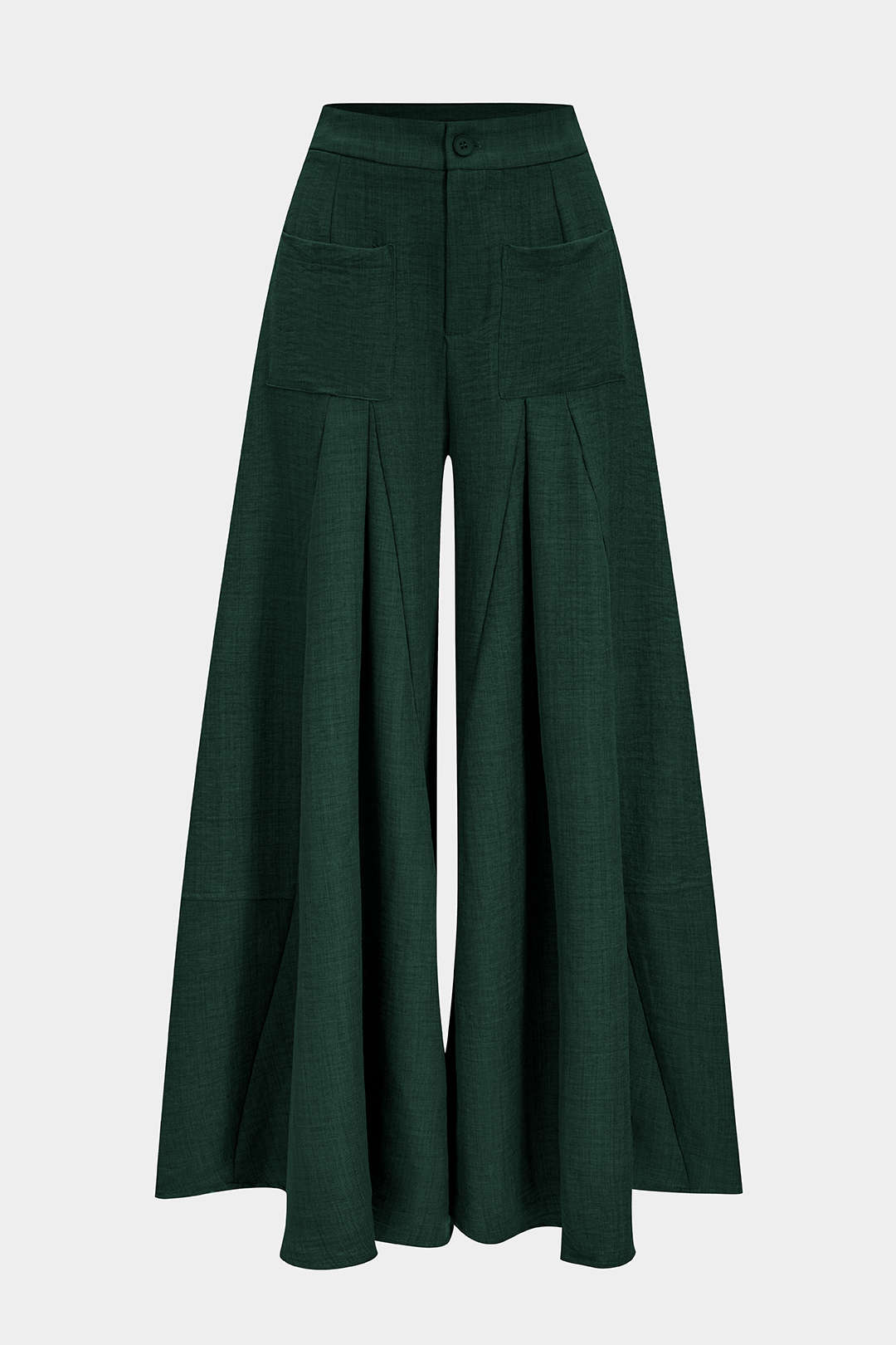 Ruched Zipper Pocket Wide Leg Trousers