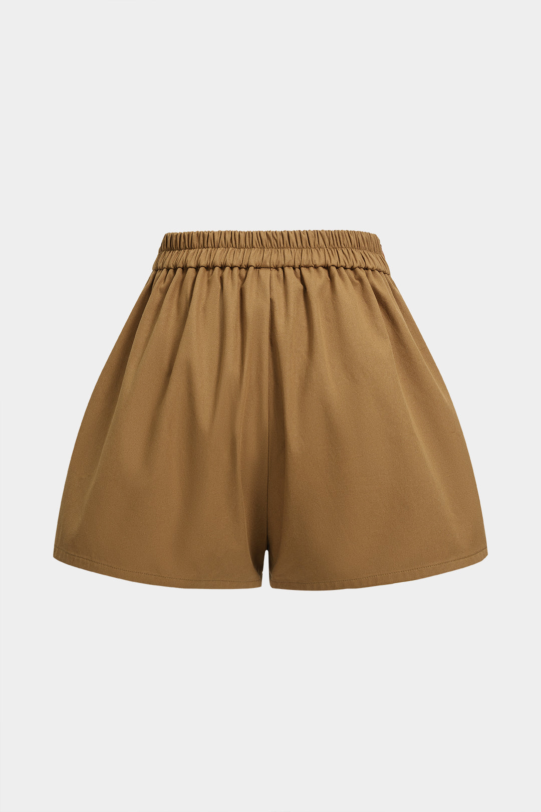 Fake Pocket Shirred Waistband Shorts