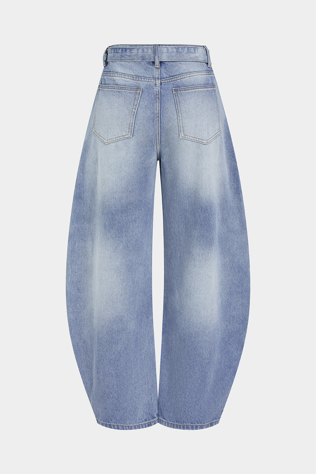 Denim-farkut, joissa on vyö ja taskut, hevosenkengän muotoiset